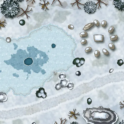 Battlemap of a snowy clearing